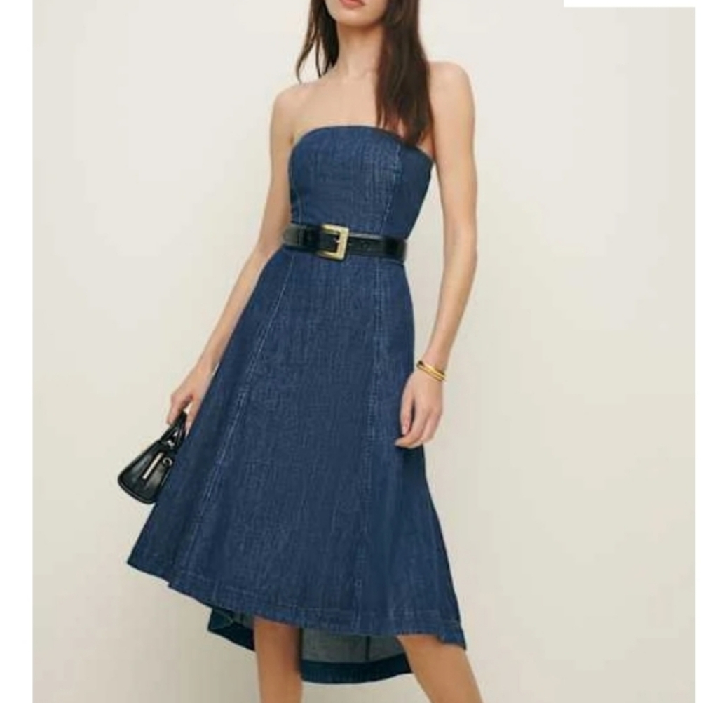 Reformation Zoie Denim Midi Dress Juniper
